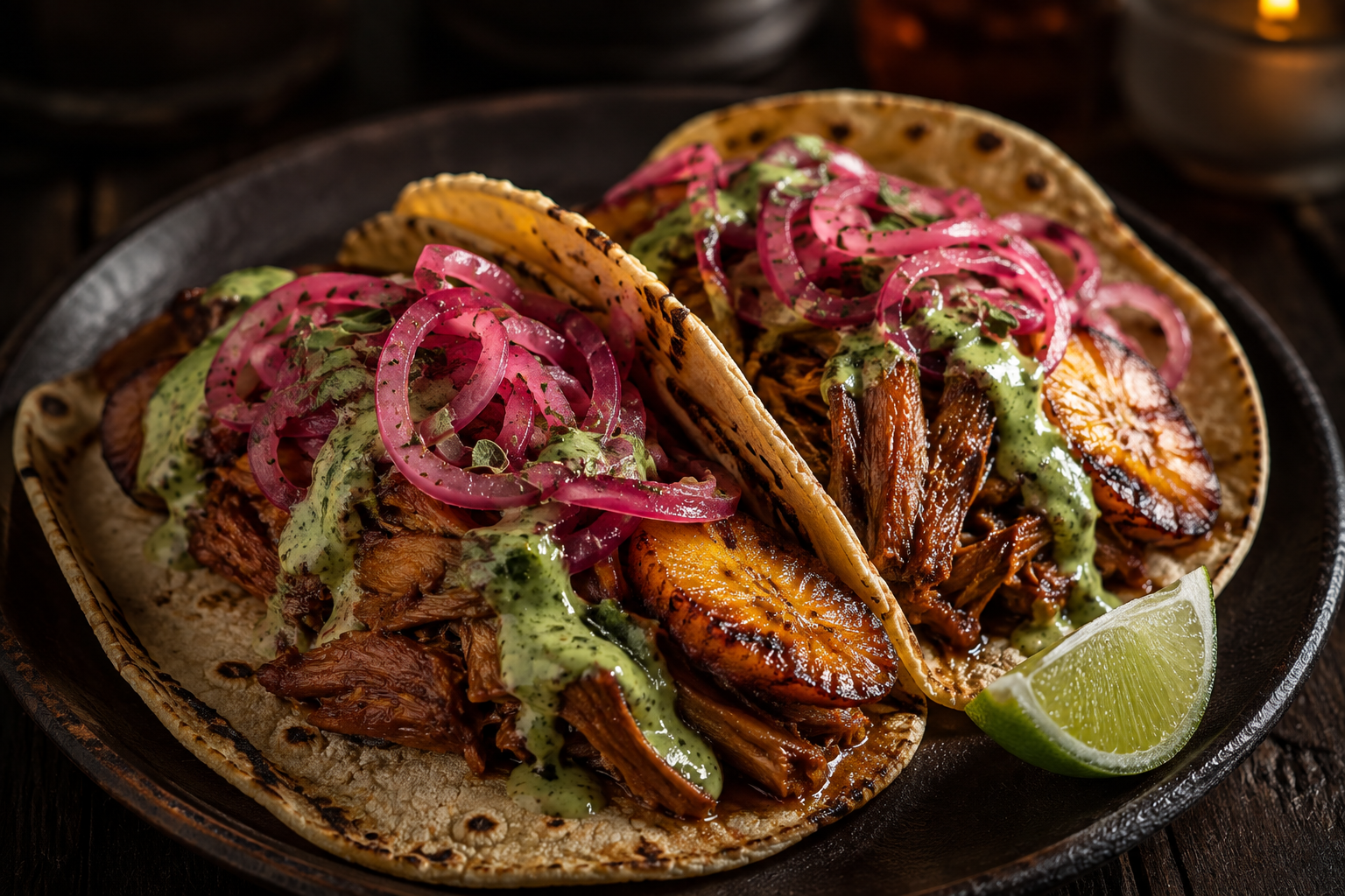 Jackfruit Carnitas & Sweet Plantain Tacos